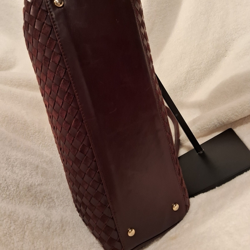 Bally Burgundy Woven Leather Satchel - Picture 5 of 11